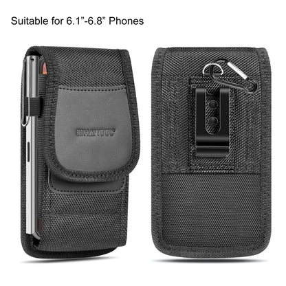 HAWEEL 6.1-6.8 inch Nylon Cloth Phone Belt Clip Carrying Pouch with Card Slot(Black) -  by HAWEEL | Online Shopping South Africa | PMC Jewellery