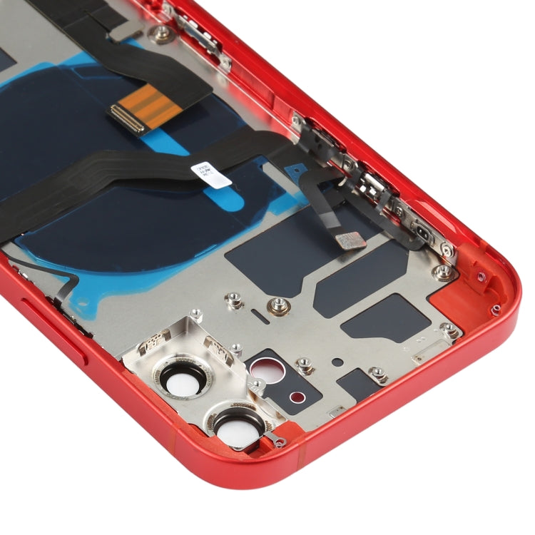 Battery Back Cover Assembly (with Side Keys & Speaker Ringer Buzzer & Motor & Camera Lens & Card Tray & Power Button + Volume Button + Charging Port & Wireless Charging Module) for iPhone 12(Red) - Back Cover by PMC TechLife | Online Shopping South Africa | PMC TechLife