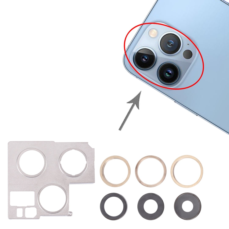 Camera Lens Cover With Retaining Bracket for iPhone 13 Pro(Gold) - Camera Series by PMC TechLife | Online Shopping South Africa | PMC TechLife
