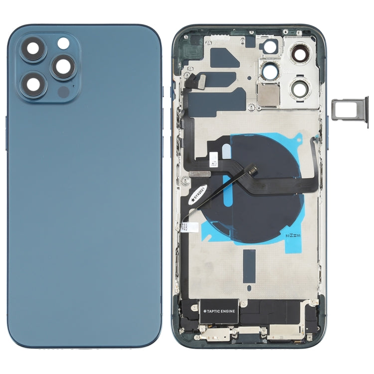 Battery Back Cover Assembly (with Side Keys & Speaker Ringer Buzzer & Motor & Camera Lens & Card Tray & Power Button + Volume Button + Charging Port & Wireless Charging Module) for iPhone 12 Pro Max(Blue) - Back Cover by PMC TechLife | Online Shopping South Africa | PMC TechLife | Buy Now Pay Later Mobicred