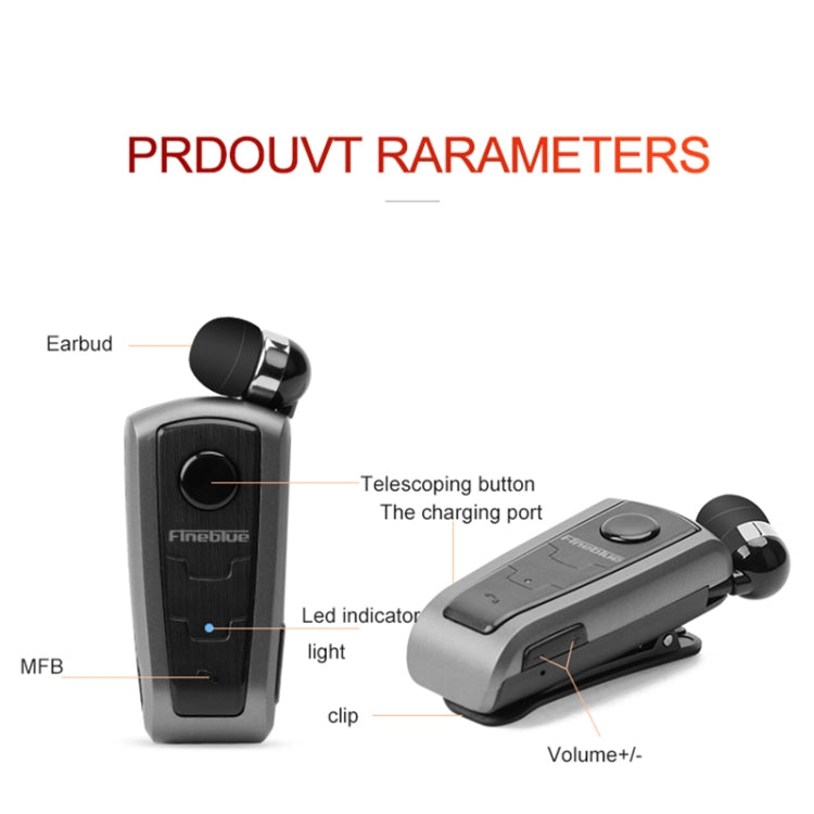 Fineblue F910 CSR4.1 Retractable Cable Caller Vibration Reminder Anti-theft Bluetooth Headset(White) - Bluetooth Earphone by Fineblue | Online Shopping South Africa | PMC TechLife | Buy Now Pay Later Mobicred