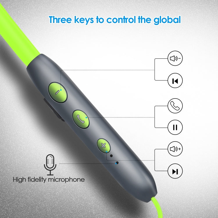 BH-I37 Bluetooth 5.0 Wire-controlled Bluetooth Earphone Built-in High-fidelity Microphone, Support Call (Green) - Bluetooth Earphone by PMC Jewellery | Online Shopping South Africa | PMC Jewellery