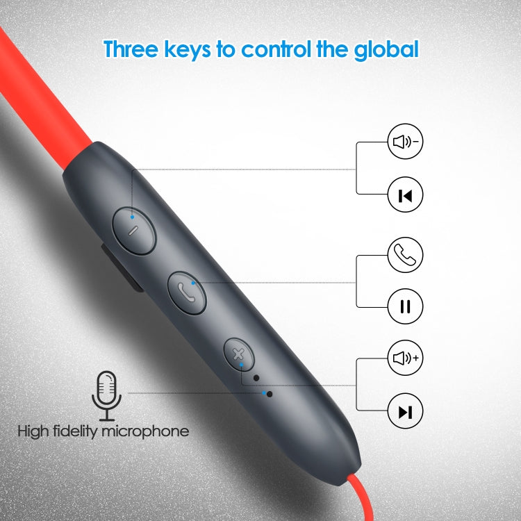 BH-I37 Bluetooth 5.0 Wire-controlled Bluetooth Earphone Built-in High-fidelity Microphone, Support Call (Red) - Bluetooth Earphone by PMC Jewellery | Online Shopping South Africa | PMC Jewellery