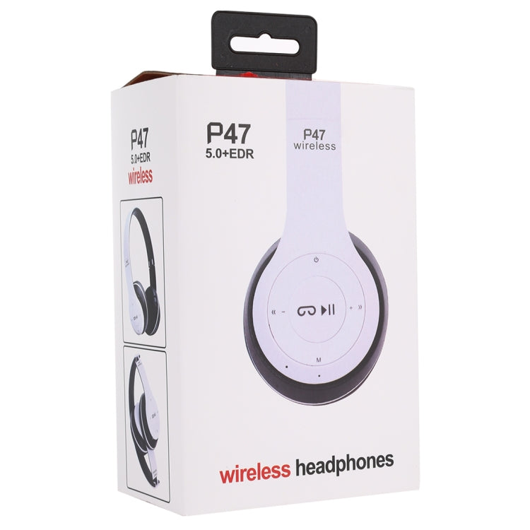 P47 Foldable Wireless Bluetooth Headphone with 3.5mm Audio Jack, Support MP3 / FM / Call(White) - Headset & Headphone by PMC Jewellery | Online Shopping South Africa | PMC Jewellery