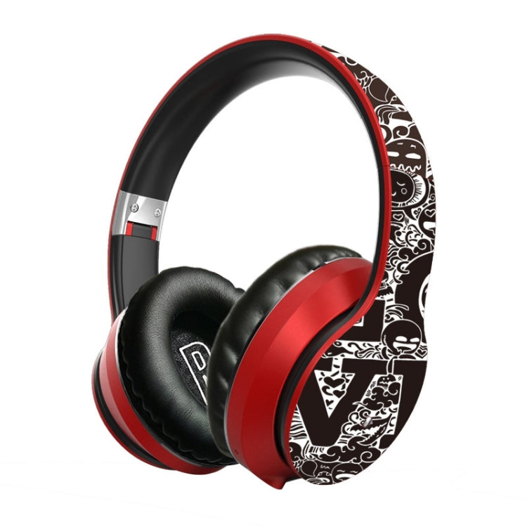 B1 Graffiti Pattern Wireless Bluetooth V5.0 Headset (Red) - Headset & Headphone by PMC Jewellery | Online Shopping South Africa | PMC Jewellery