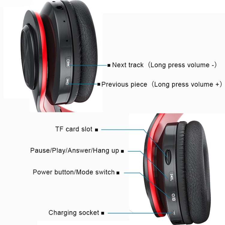 B39 Wireless Bluetooth V5.0 Headset (Red) - Headset & Headphone by PMC TechLife | Online Shopping South Africa | PMC TechLife