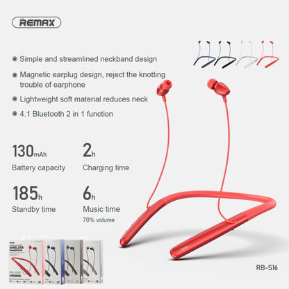 REMAX RB-S16 Wireless Neck-mounted Sports V4.2 Bluetooth Earphone (Blue) - Neck-mounted Earphone by REMAX | Online Shopping South Africa | PMC Jewellery