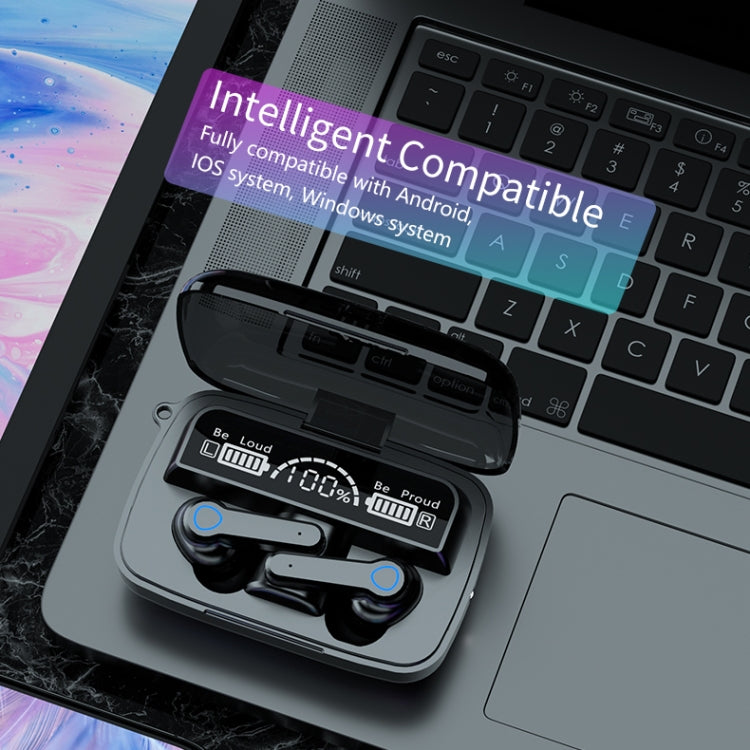 M19 Bluetooth 5.1 TWS Digital Display Wireless Bluetooth Earphone with Charging Box, Support Touch & Siri & Battery Display (Black) - TWS Earphone by PMC TechLife | Online Shopping South Africa | PMC TechLife