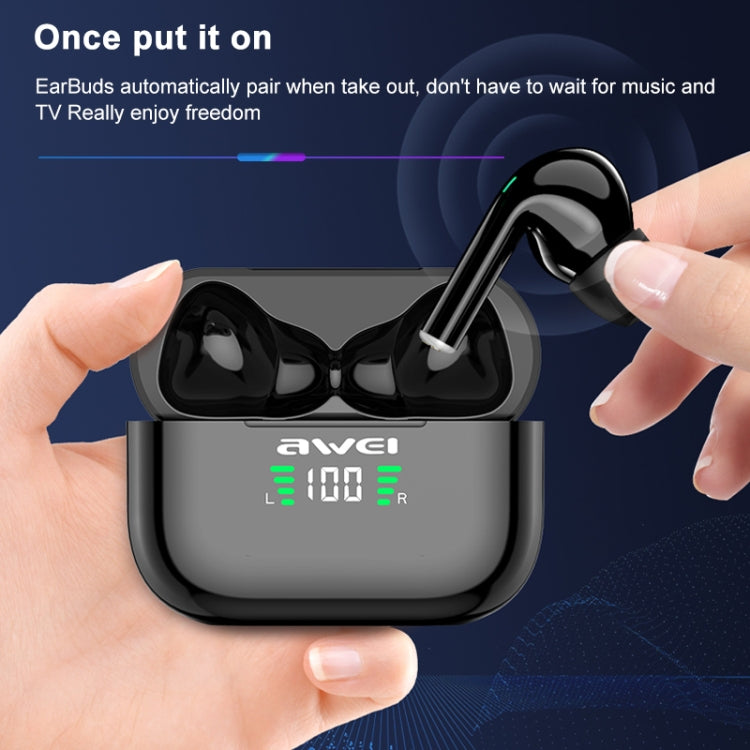 awei T29P Bluetooth V5.0 LED Digital Display Ture Wireless Sports IPX4 Waterproof TWS Headset with Charging Case - TWS Earphone by awei | Online Shopping South Africa | PMC Jewellery