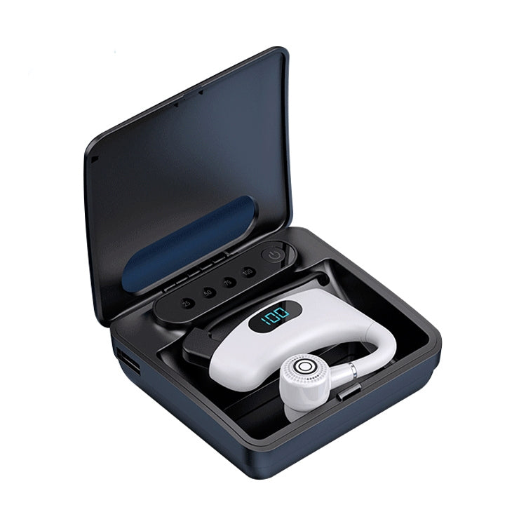 V12 Bluetooth 5.2 Business Hanging Ear Style Smart LED Digital Display Wireless Bluetooth Earphone with Charging Box (White) - Bluetooth Earphone by PMC TechLife | Online Shopping South Africa | PMC TechLife