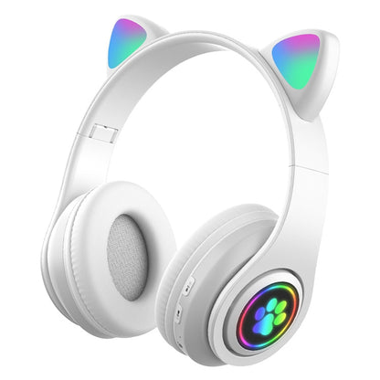 B39 Cat Ear Design LED Gradient Light Wireless Bluetooth Headset(White) - Multimedia Headset by PMC Jewellery | Online Shopping South Africa | PMC Jewellery