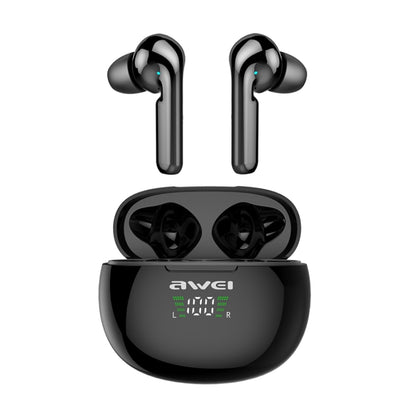 awei T15P Bluetooth V5.0 TWS Ture Wireless Sports LED Display Headset with Charging Case(Black) - TWS Earphone by awei | Online Shopping South Africa | PMC Jewellery