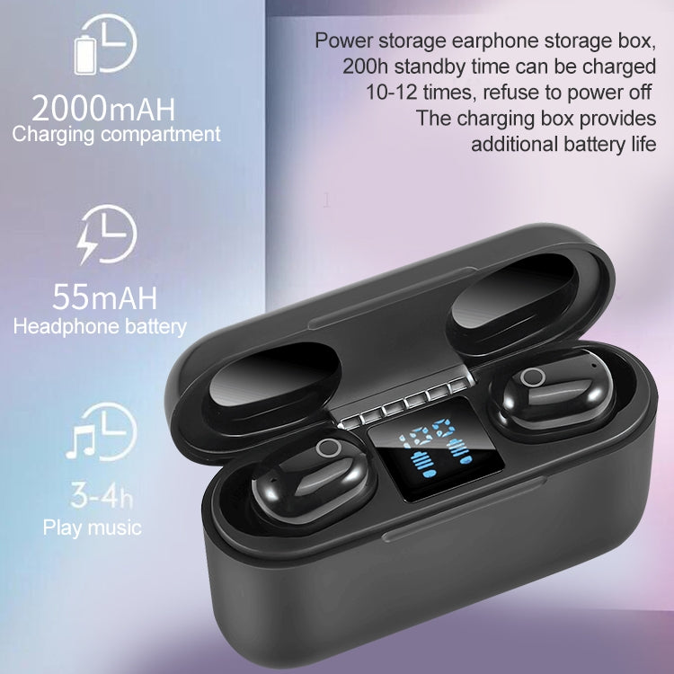 Dt-18 Wireless Two Ear Bluetooth Headset With 2000mAh Charging Cabin & Touch & Intelligent Magnetic Suction Charging (Black) - Bluetooth Earphone by PMC Jewellery | Online Shopping South Africa | PMC Jewellery