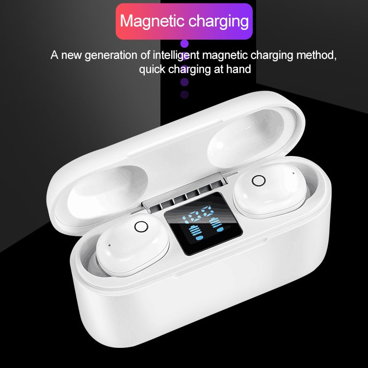 Dt-18 Wireless Two Ear Bluetooth Headset With 2000mAh Charging Cabin & Touch & Intelligent Magnetic Suction Charging (White) - Bluetooth Earphone by PMC Jewellery | Online Shopping South Africa | PMC Jewellery