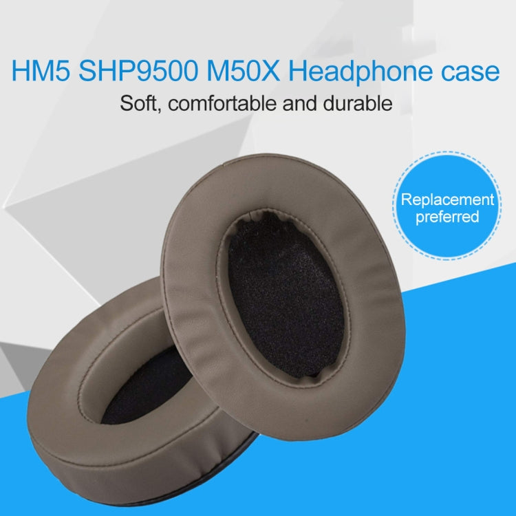 1 Pair Oval Leather Beveled Headphone Protective Case for Brainwavz HM5 / Philip SHP9500(White) - Earmuff & Pad by PMC TechLife | Online Shopping South Africa | PMC TechLife