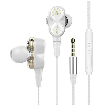 D12 1.2m Wired In Ear 3.5mm Interface Stereo Wire-Controlled HIFI Earphones Dual-motion Loop Running Game Music Headset With Packaging(White) - In Ear Wired Earphone by PMC Jewellery | Online Shopping South Africa | PMC Jewellery