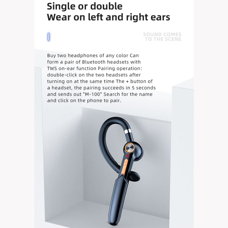 ME-100 TWS Business Rotating Universal True Stereo 5.0 Version Hanging Ear In-Ear Bluetooth Headset(Black Blue) - Bluetooth Earphone by PMC Jewellery | Online Shopping South Africa | PMC Jewellery