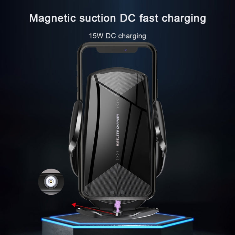 Q2 15W Universal Rotation Infrared Induction Magnetic Car Wireless Charging Mobile Phone Holder with Micro USB + 8 Pin + Type-C / USB-C Magnetic Connector(Gold) - Wireless Charger Holders by PMC Jewellery | Online Shopping South Africa | PMC Jewellery