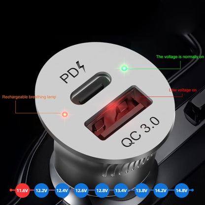 PD USB-C / Type-C + QC3.0 USB Fast Charging Car Charger with Dual LED Indicator - Car Charger by PMC Jewellery | Online Shopping South Africa | PMC Jewellery
