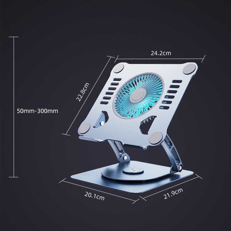 R- JUST HZ22-1 Rotating Dual-purpose Desktop Fan Aluminum Alloy Laptop Stand (Grey) - MacBook Holder by R-JUST | Online Shopping South Africa | PMC Jewellery | Buy Now Pay Later Mobicred