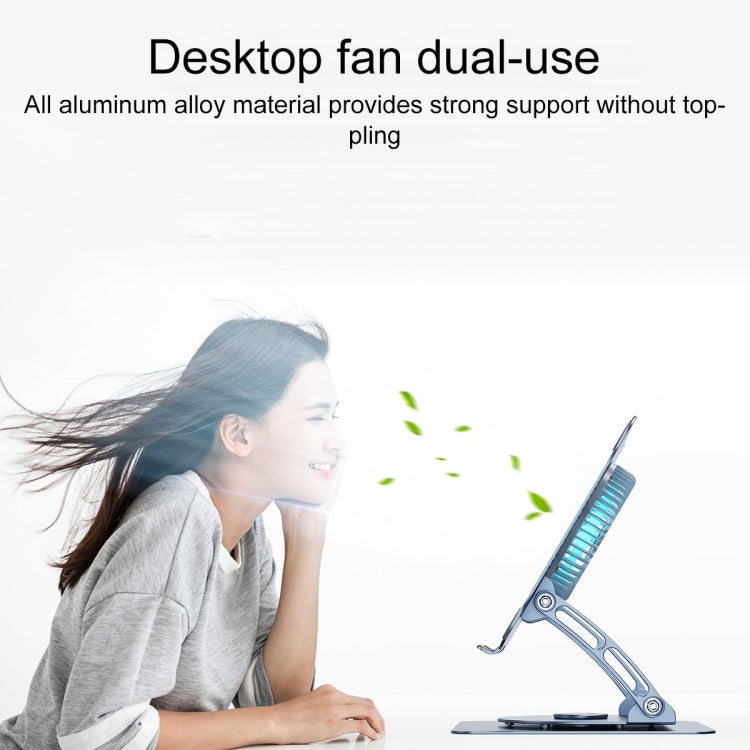 R- JUST HZ22-1 Rotating Dual-purpose Desktop Fan Aluminum Alloy Laptop Stand (Grey) - MacBook Holder by R-JUST | Online Shopping South Africa | PMC Jewellery | Buy Now Pay Later Mobicred