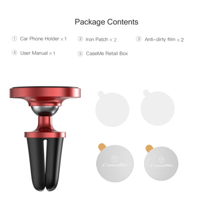 CaseMe Universal 360 Degree Rotation Magnetic Car Air Outlet Vent Mount Phone Holder, For iPhone, Galaxy, Sony, Lenovo, HTC, Huawei, and other Smartphones (Red) - Car Holders by CaseMe | Online Shopping South Africa | PMC Jewellery