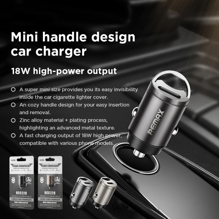 REMAX RCC228 Lindo Series PD 18W Single USB-C / Type-C Interface Fast Charge Car Charger(Silver) - Car Charger by REMAX | Online Shopping South Africa | PMC Jewellery