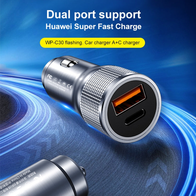 WK WP-C30 20W 3A QC3.0 USB + PD UB-C / Type-C Interface Flash Series Car Fast Charger(Blue) - Car Charger by WK | Online Shopping South Africa | PMC TechLife | Buy Now Pay Later Mobicred