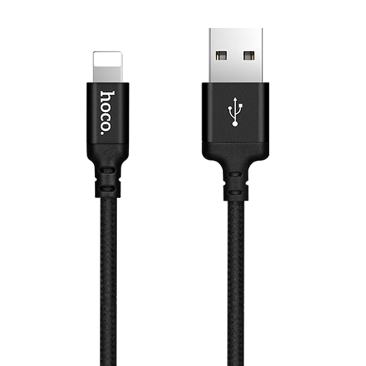 hoco X14 2m Nylon Braided Aluminium Alloy 8 Pin to USB Data Sync Charging Cable(Black) - Normal Style Cable by hoco | Online Shopping South Africa | PMC Jewellery