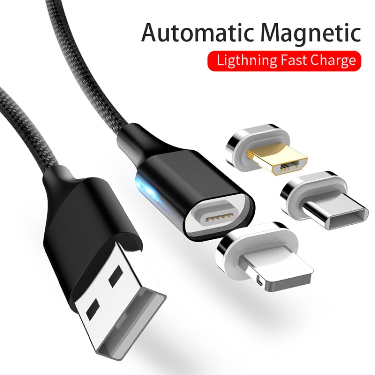 M11 3 in 1 5A USB to 8 Pin + Micro USB + USB-C / Type-C Nylon Braided Magnetic Data Cable, Cable Length: 1m (Blue) - Charging Cable & Head by PMC TechLife | Online Shopping South Africa | PMC TechLife