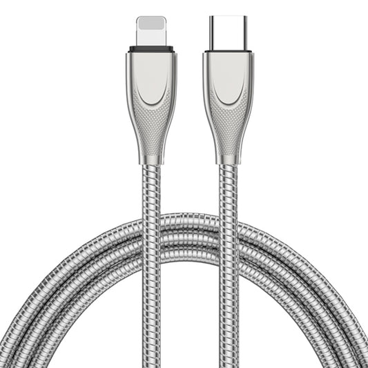 ADC-009 USB-C / Type-C to 8 Pin Zinc Alloy Hose Fast Charging Data Cable, Cable Length: 1m (Silver) - 2 in 1 Cable by PMC Jewellery | Online Shopping South Africa | PMC Jewellery