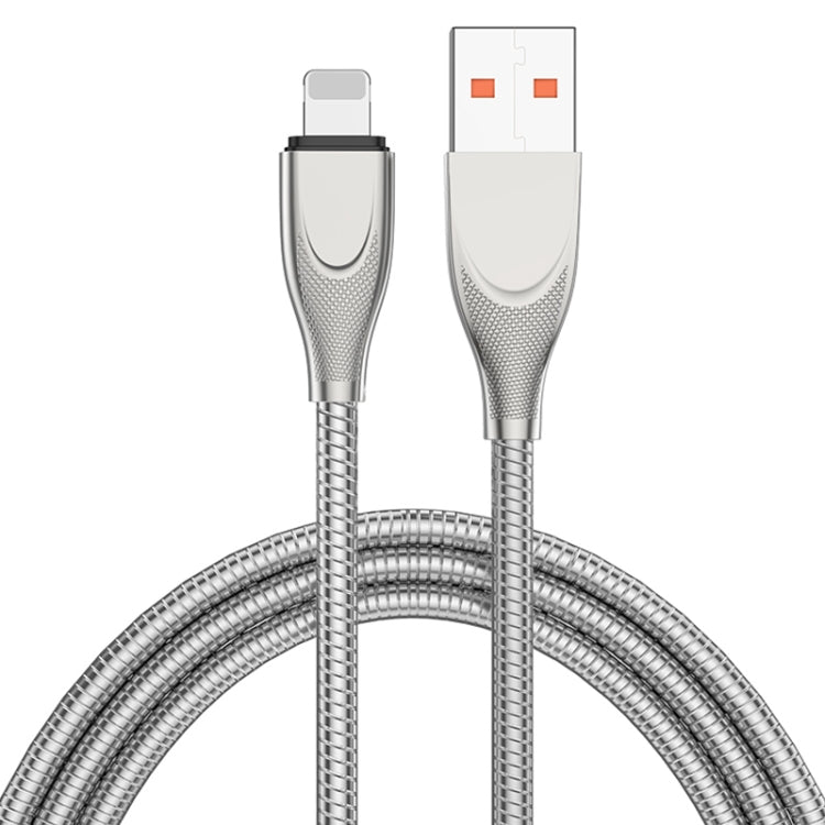 ADC-009 USB to 8 Pin Zinc Alloy Hose Fast Charging Data Cable, Cable Length: 1m (Silver) - Normal Style Cable by PMC Jewellery | Online Shopping South Africa | PMC Jewellery