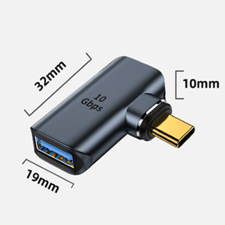 10 Gbps USB Female to USB-C/Type-C Male Magnetic Side Bend Charging Adapter (Silver) - Converter & Adapter by PMC TechLife | Online Shopping South Africa | PMC TechLife