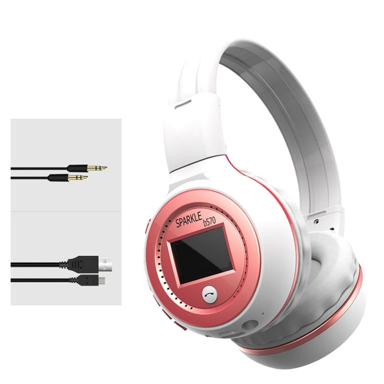 ZEALOT B570 Stereo Wired Wireless Bluetooth Subwoofer Headset with LED Color Screen Design & HD Microphone & FM, For Mobile Phones & Tablets & Laptops, Support 32GB TF Card Maximum(Pink) - Headset & Headphone by ZEALOT | Online Shopping South Africa | PMC Jewellery