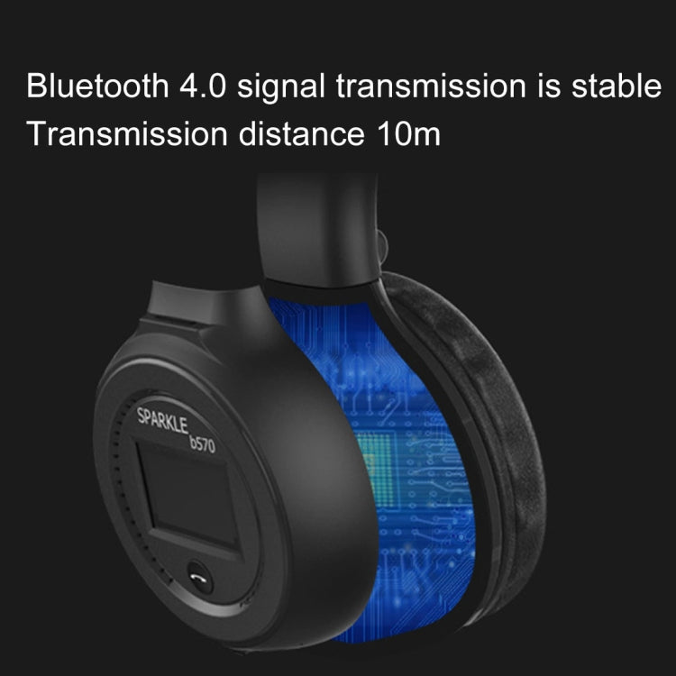 ZEALOT B570 Stereo Wired Wireless Bluetooth Subwoofer Headset with LED Color Screen Design & HD Microphone & FM, For Mobile Phones & Tablets & Laptops, Support 32GB TF Card Maximum(Blue) - Headset & Headphone by ZEALOT | Online Shopping South Africa | PMC Jewellery