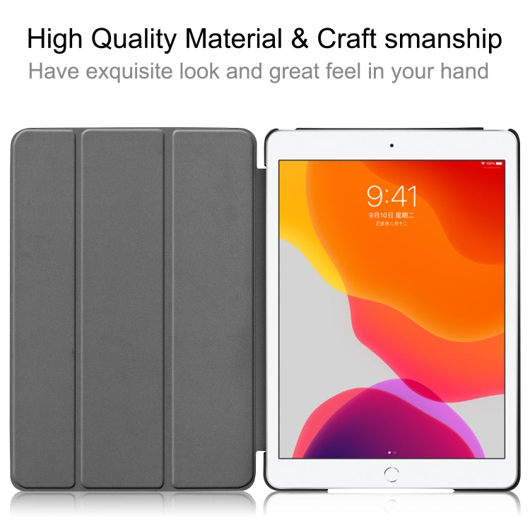 For iPad 10.2 Custer Texture Horizontal Flip Smart PU Leather Case with Sleep / Wake-up Function & Three-folding Holder (Wine Red) - iPad 10.2 Cases by PMC TechLife | Online Shopping South Africa | PMC TechLife