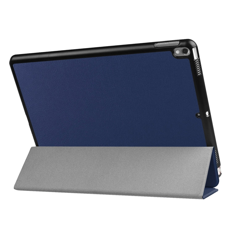 For iPad Pro 10.5 inch PU Litchi Texture 3-folding Smart Case Clear Back Cover with Holder(navy) - free shipping - PMC TechLife - Order now!