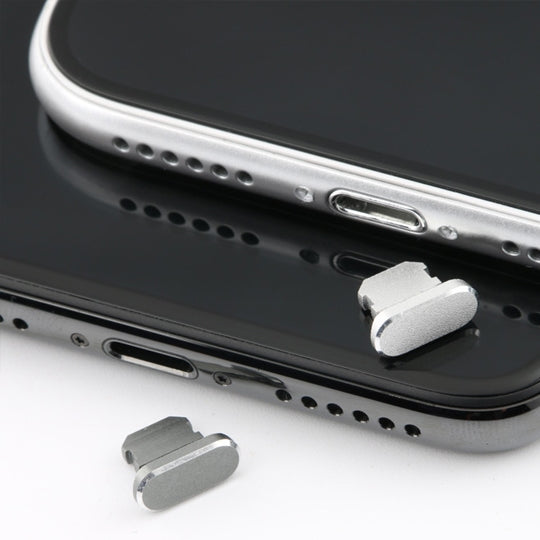 2pcs Universal 8 Pin Charging Port Metal Anti-Dust Plug for iPhone(Grey) - Anti-dust & Ear Caps by PMC TechLife | Online Shopping South Africa | PMC TechLife