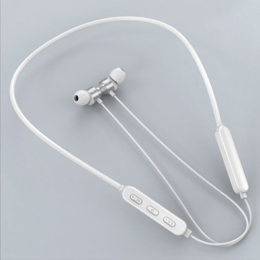 Bluetooth 5.1 Round Wire Neck-mounted Bluetooth Sports Earphone with Magnetic Function(White) - Neck-mounted Earphone by PMC Jewellery | Online Shopping South Africa | PMC Jewellery