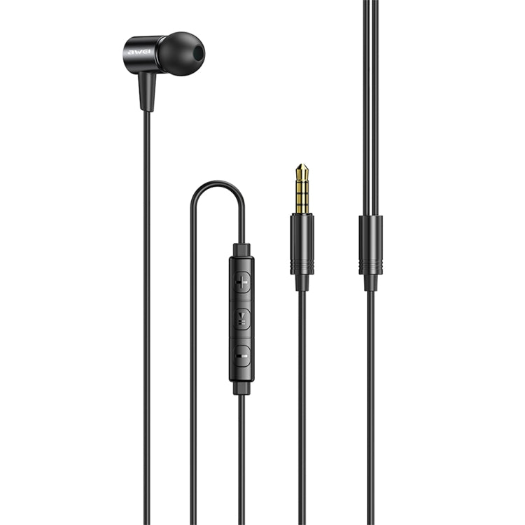 awei L2  3.5mm Plug In-Ear Wired Stereo Earphone with Mic(Black) - Normal Style Earphone by awei | Online Shopping South Africa | PMC Jewellery