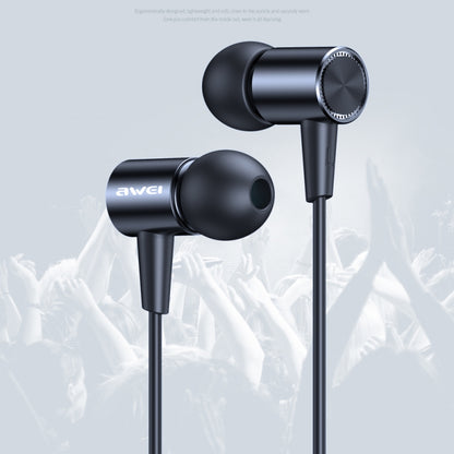 awei L2  3.5mm Plug In-Ear Wired Stereo Earphone with Mic(Black) - Normal Style Earphone by awei | Online Shopping South Africa | PMC Jewellery