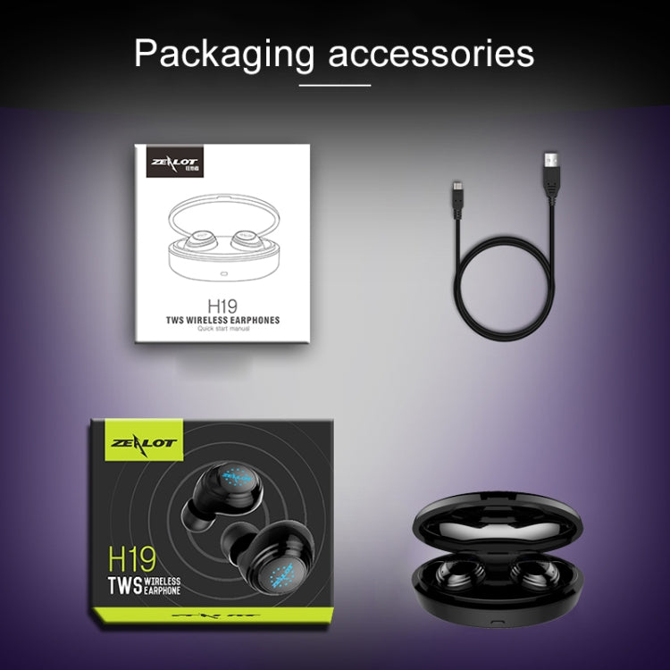 ZEALOT H19 TWS Bluetooth 5.0 Touch Wireless Bluetooth Earphone with Magnetic Charging Box, Support HD Call & Bluetooth Automatic Connection(Black) - TWS Earphone by ZEALOT | Online Shopping South Africa | PMC TechLife | Buy Now Pay Later Mobicred