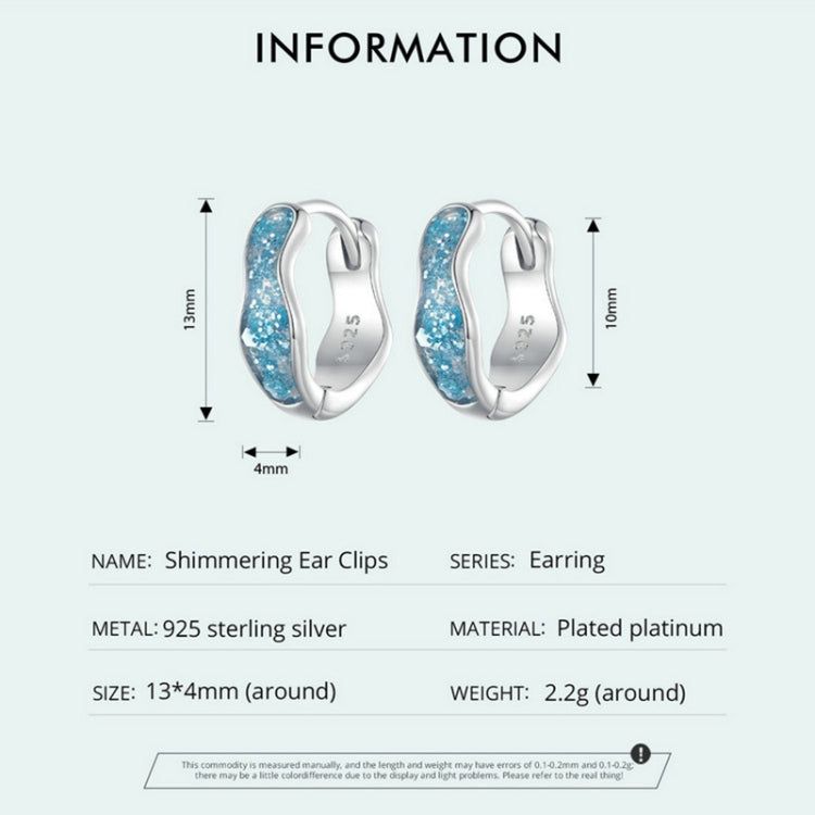 SCE1614 Sterling Silver S925 Blue Sparkling Wave Earrings - Stud Earrings & Earrings by PMC Jewellery | Online Shopping South Africa | PMC Jewellery