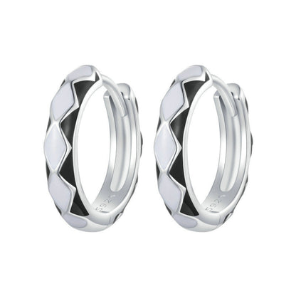 SCE1611-BK Sterling Silver S925 White Gold Plated Fashion Rhombus Earrings(Black) - Stud Earrings & Earrings by PMC Jewellery | Online Shopping South Africa | PMC Jewellery