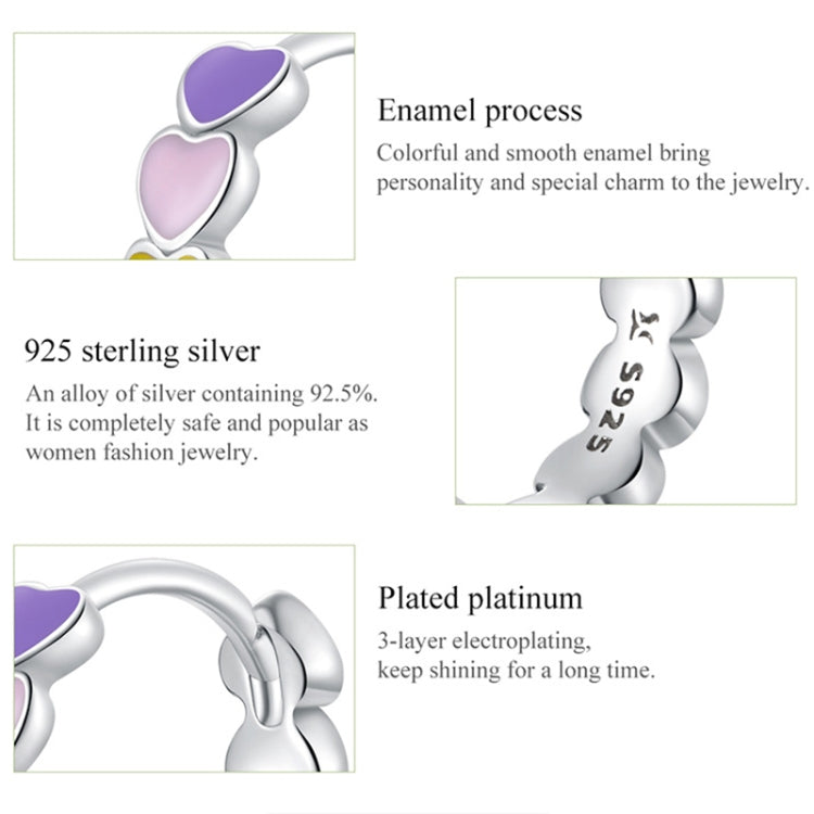 SCE909-B Sterling Silver S925 Rainbow Heart Stud Earrings Drop Oil Jewelry Earrings - Stud Earrings & Earrings by PMC Jewellery | Online Shopping South Africa | PMC Jewellery