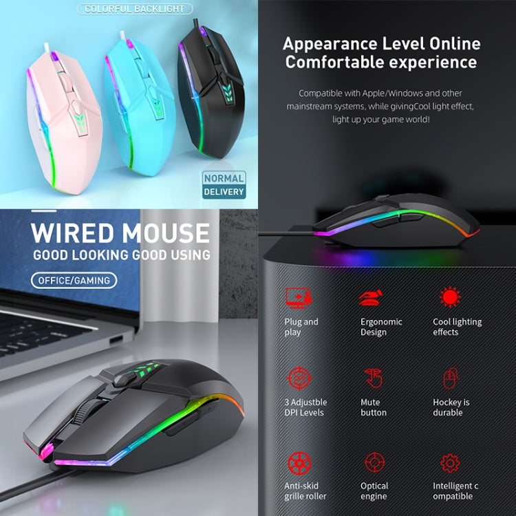 S700 Colorful Light USB Wired Office Gaming Mouse (Blue) - Wired Mice by PMC TechLife | Online Shopping South Africa | PMC TechLife | Buy Now Pay Later Mobicred