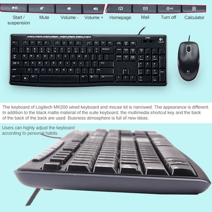 Logitech MK200 Wired Keyboard Mouse Set - Wired Keyboard by Logitech | Online Shopping South Africa | PMC Jewellery