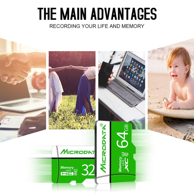 MICRODATA 64GB U3 Green and White TF(Micro SD) Memory Card - free shipping - PMC TechLife - Order now!