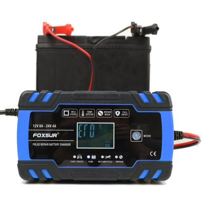 FOXSUR 12V-24V Car Motorcycle Truck Repair Battery Charger AGM Charger, UK Plug (Blue) - Battery Charger by FOXSUR | Online Shopping South Africa | PMC Jewellery | Buy Now Pay Later Mobicred