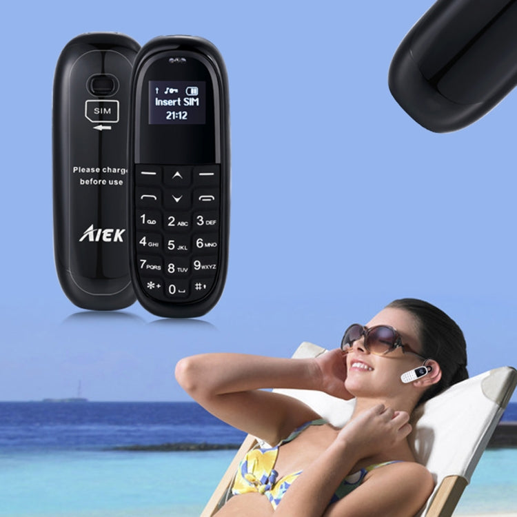 AIEK KK1 Mini Mobile Phone, English Keyboard, Hands Free Bluetooth Dialer Headphone, MTK6261DA, Anti-Lost, Single SIM, Network: 2G(Black) - Others by AIEK | Online Shopping South Africa | PMC TechLife | Buy Now Pay Later Mobicred